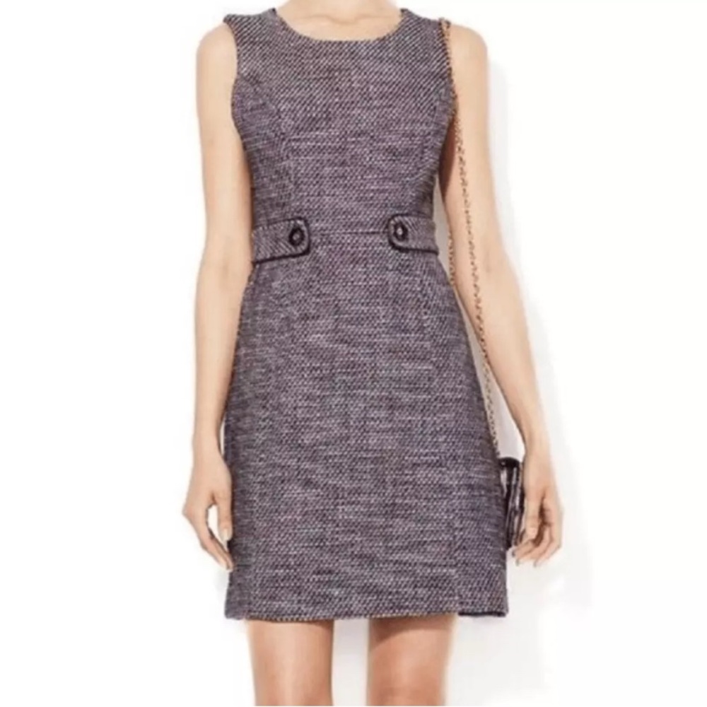 Shoshanna Angela Blue/Red/Black Tweed Sleeveless Classy Elegant Sheath Dress 2